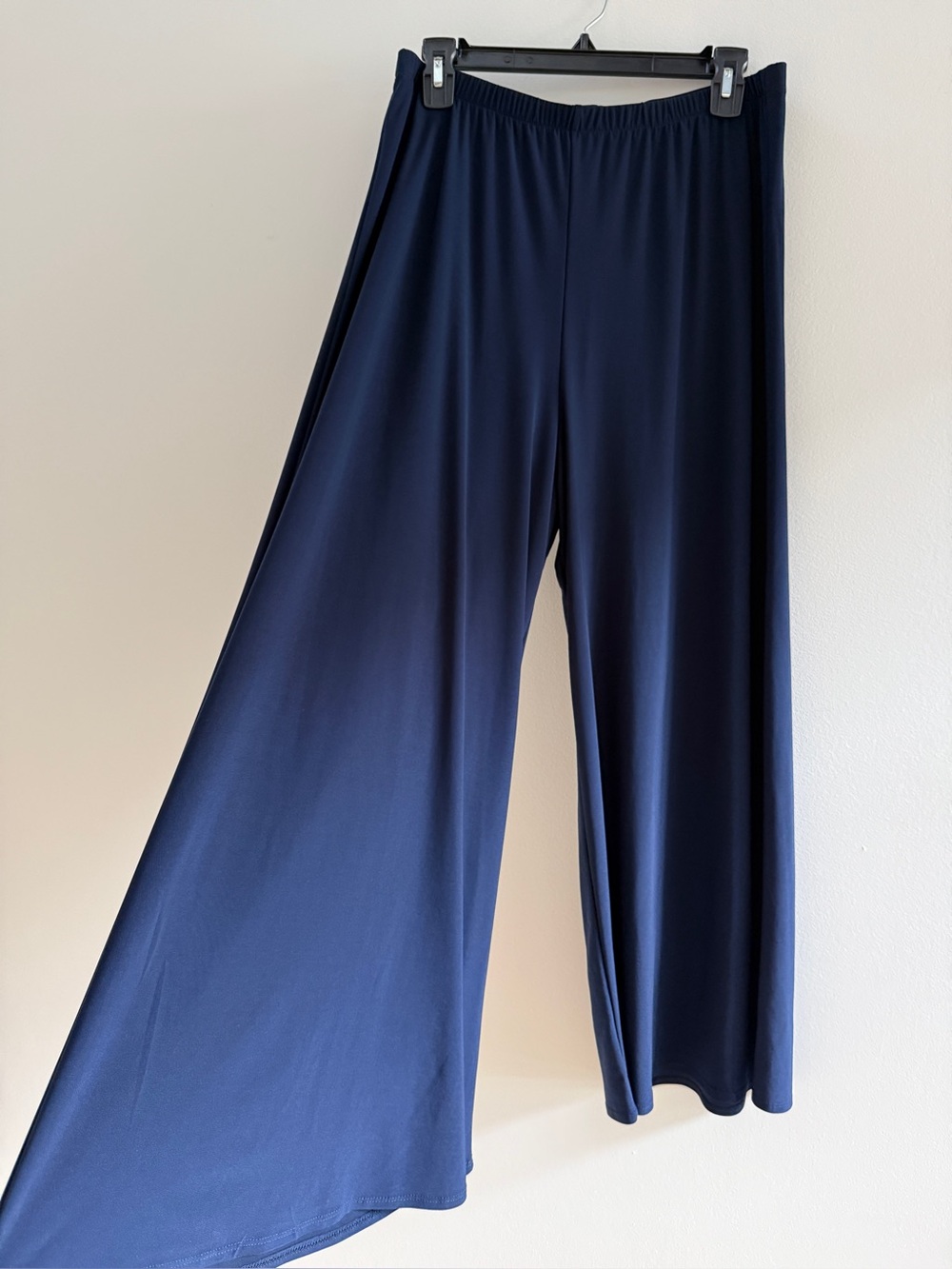 ANNE NAMBA Washable Wide-Leg Pant Pants, Size Large Navy Blue